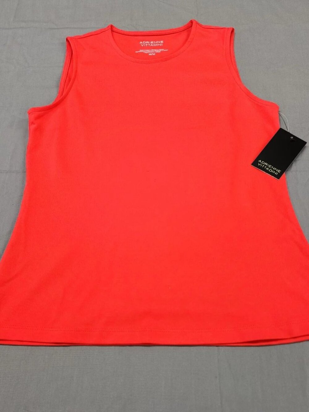 Adrienne Vittadini Womens Medium Red Crew Neck Sleeveless Stretch Tank Top New